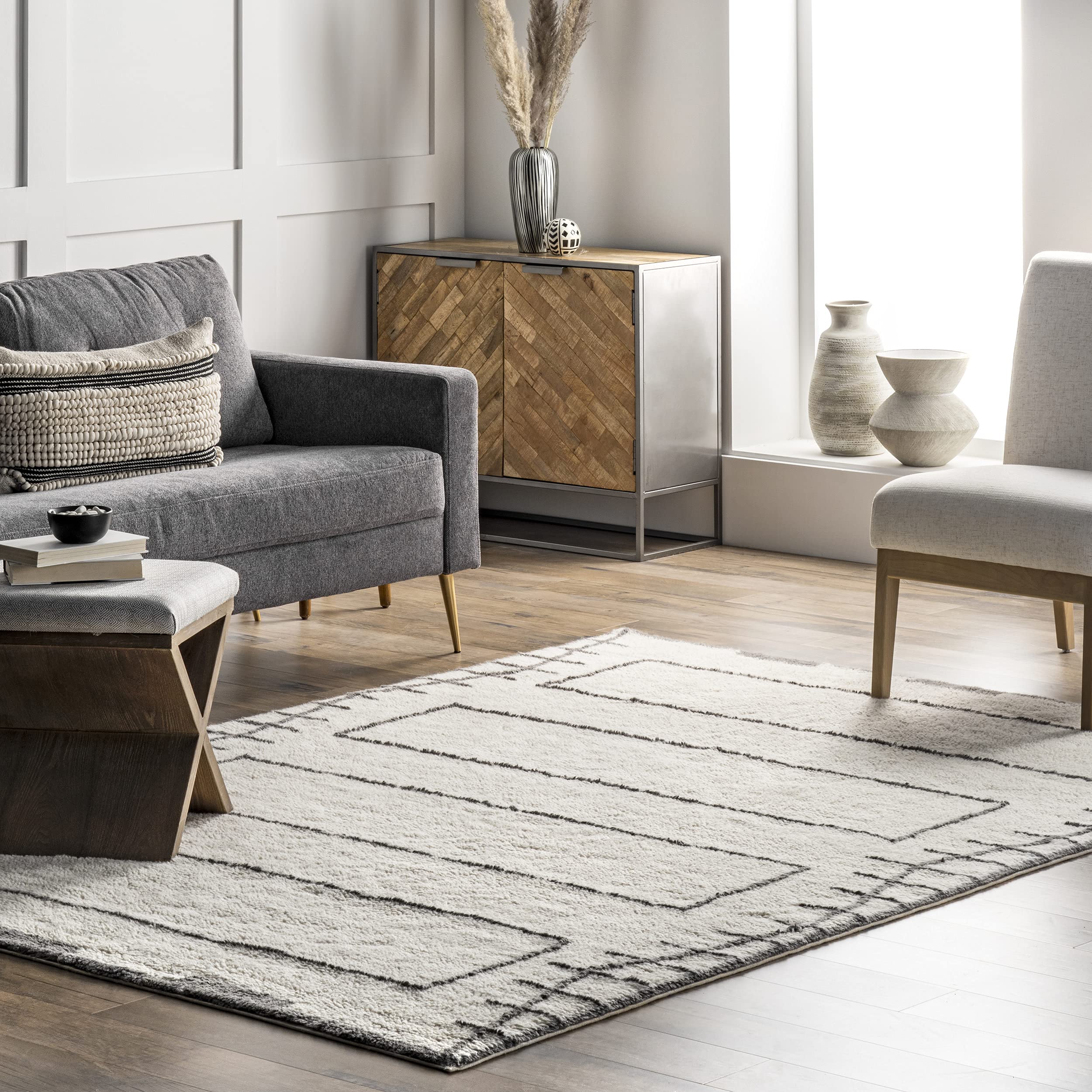 Tapis en laine nuLOOM Isabella d'inspiration contemporaine pour décoration soignée
