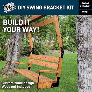 Pylex Swing Brackets for Chair, Outdoor Patio Swings, Wooden Porch Bench, Heavy-Duty Steel DIY Kit - 500 lbs - Steel Bracket Only