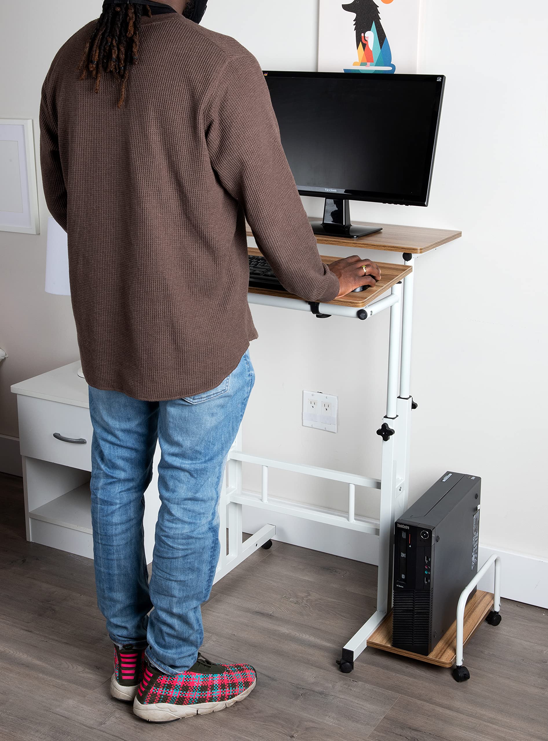 Buy Mind Reader Mobile Sitting Standing Desk Rolling Reversible Home