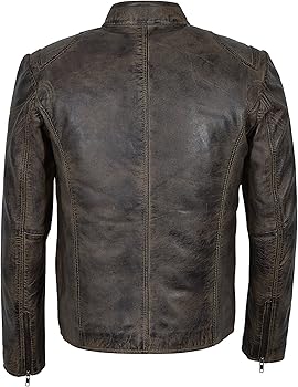 Speed Men's Distressed Dirty Brown Vintage Biker Racing Style