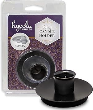 Hyoola Candle Drip Protector - Reusable Metal Safety Candle Holder - Pin Holds Candles in Place - Black