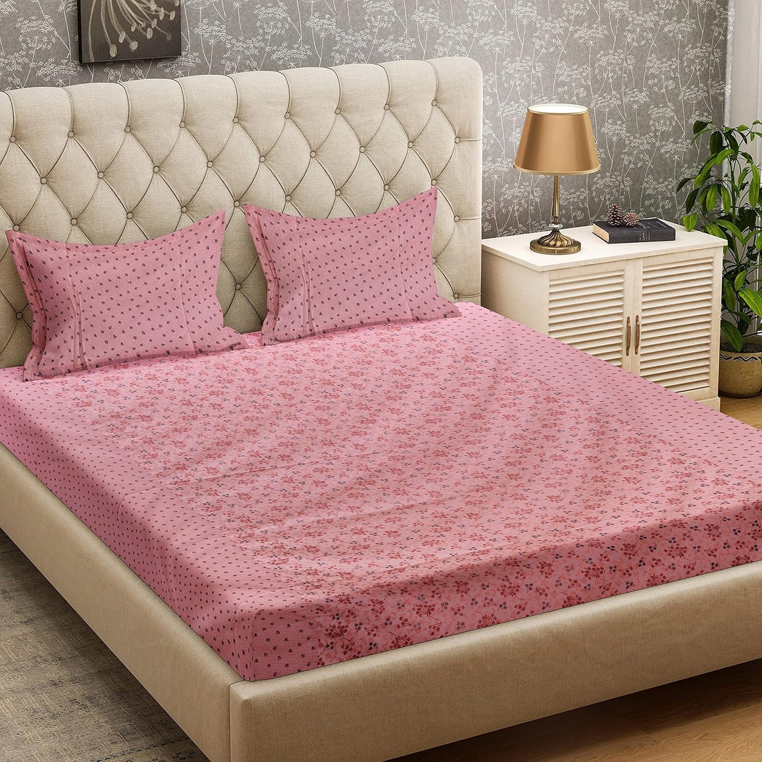 COMFY HUGS Premium Cotton Bedsheet with 2 King Size Pillow Covers ...