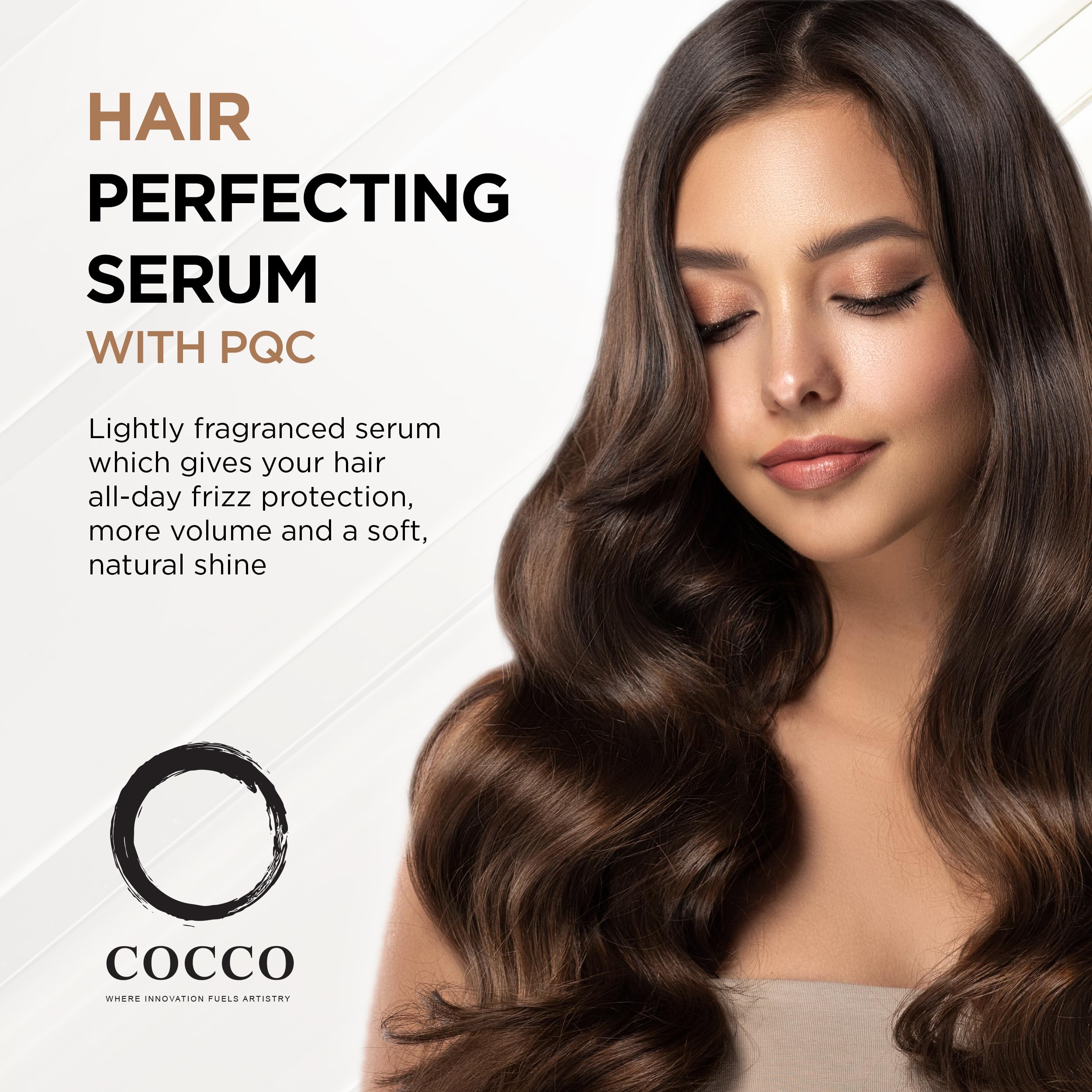 Cocco Hair Perfecting Serum with PQC Anti-Frizz, Volume, Shine, Sun UV Protection, 1.7 fl oz (50 ml)