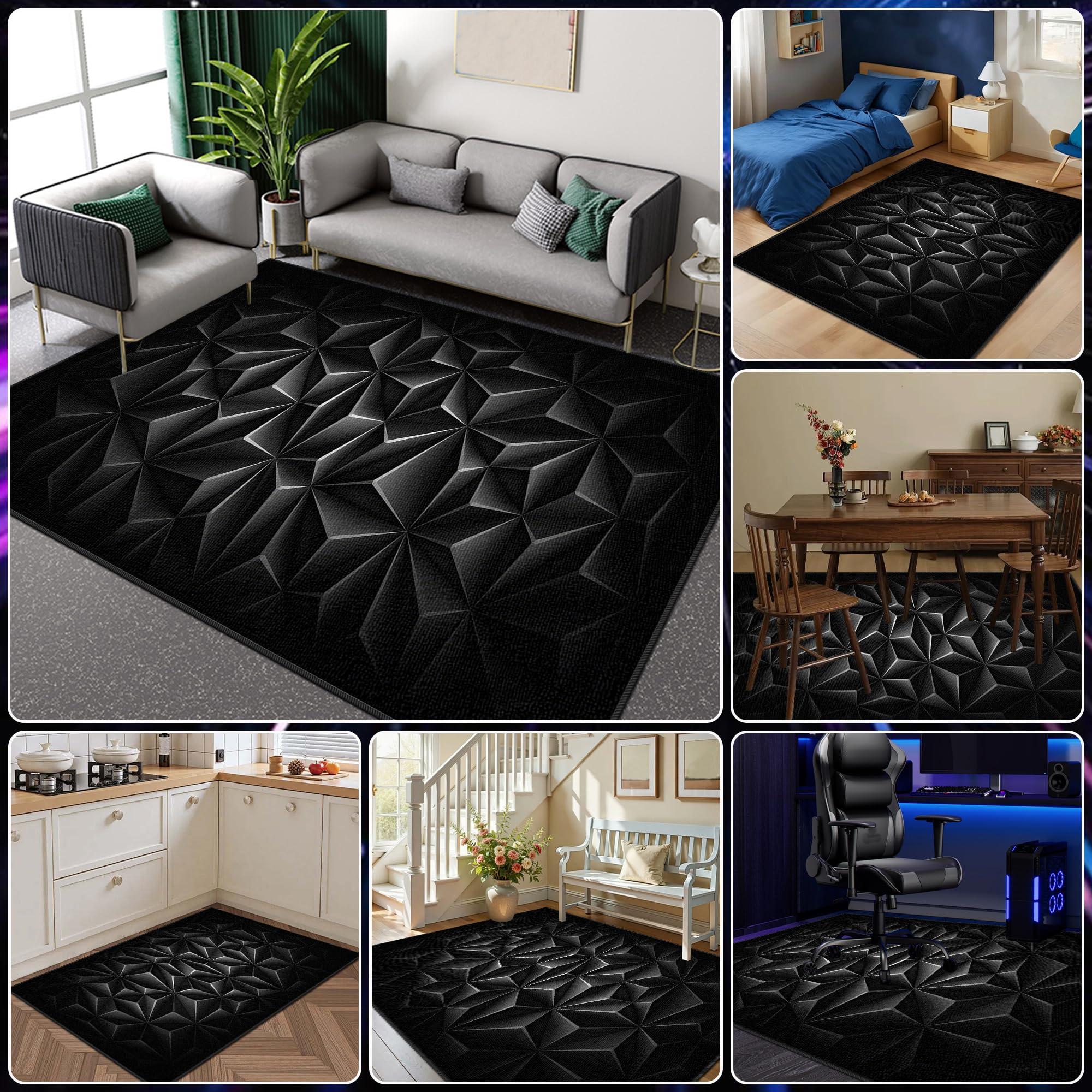 Teppiche für Gaming Zimmer, rutschfeste Waschbar Teppiche für Schlafzimmer, Gaming Teppich groß für Jungen Teenager Schlafzimmer Fußmatte Wohnzimmer 80x160cm/31.50x62.99inch