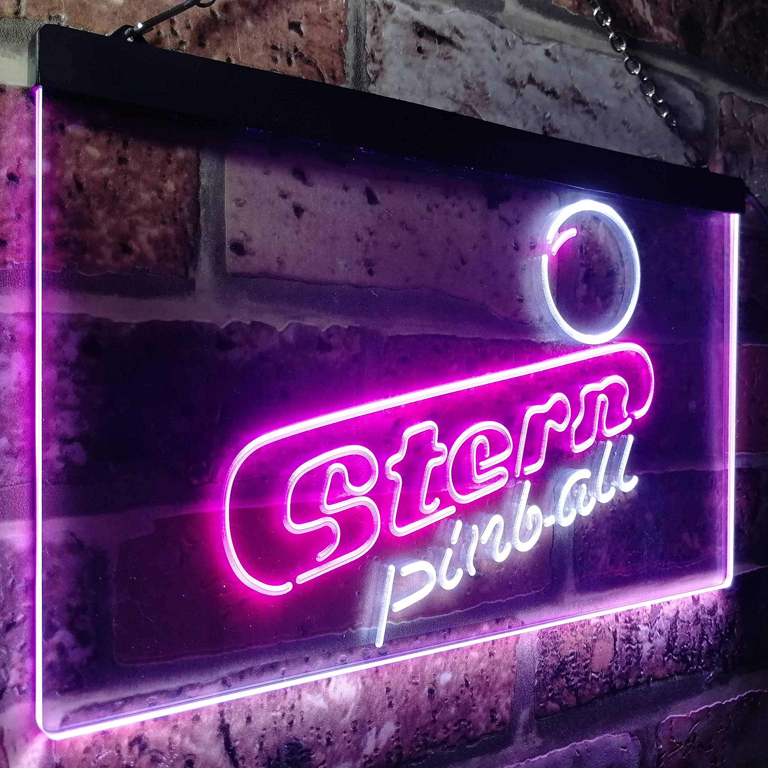 zusme Stern Pinball Game Room Man Cave Novelty LED Neon Sign White + Purple W40cm x H30cm