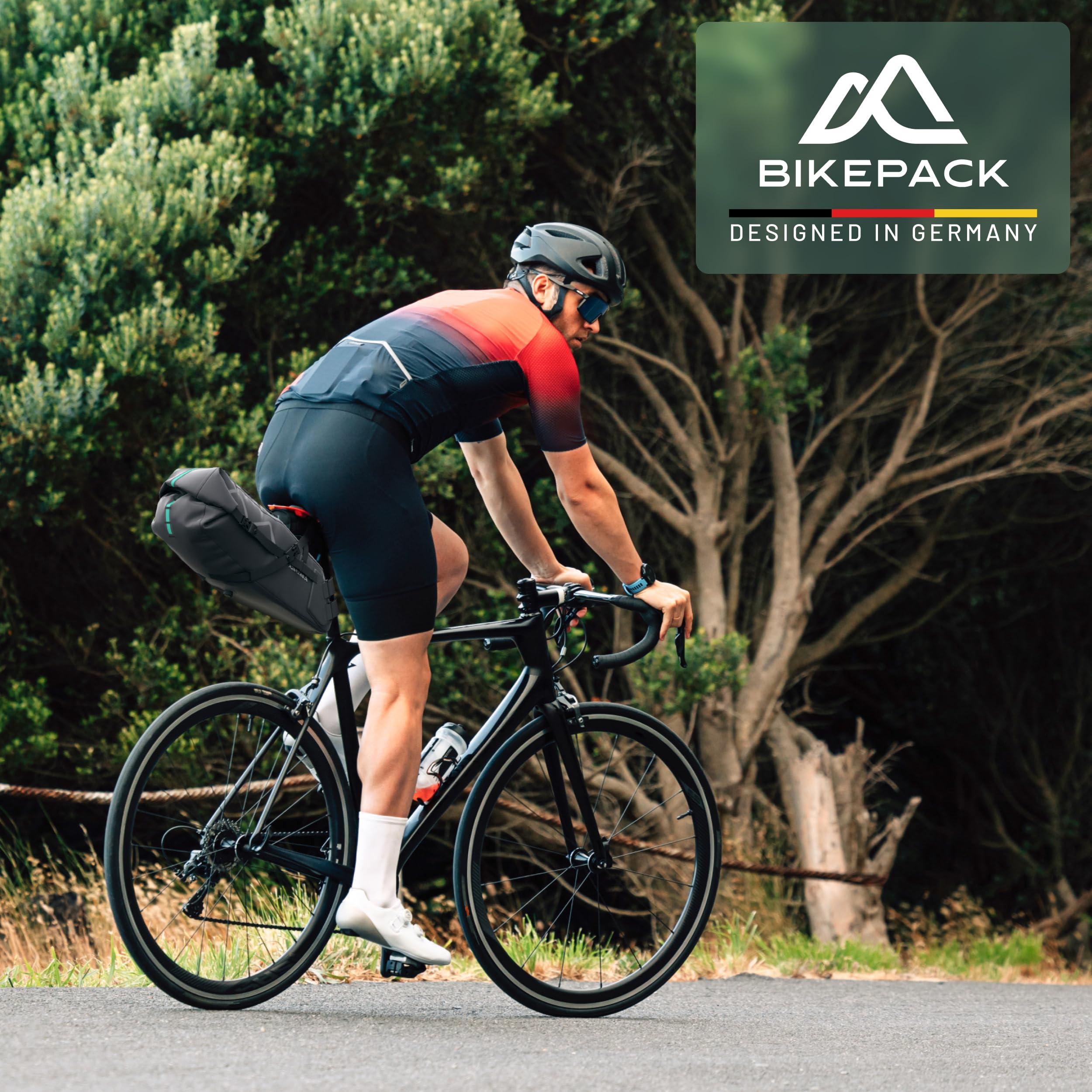 BIKEPACK Satteltasche Fahrrad 15L - Bikepacking Taschen Gravelbike Rennrad | Wasserdichte Fahrradtasche ohne Gepäckträger am Sattel: Rennradtasche, Saddle Bag, Arschrakete, Satteltaschen Bikepacking Set