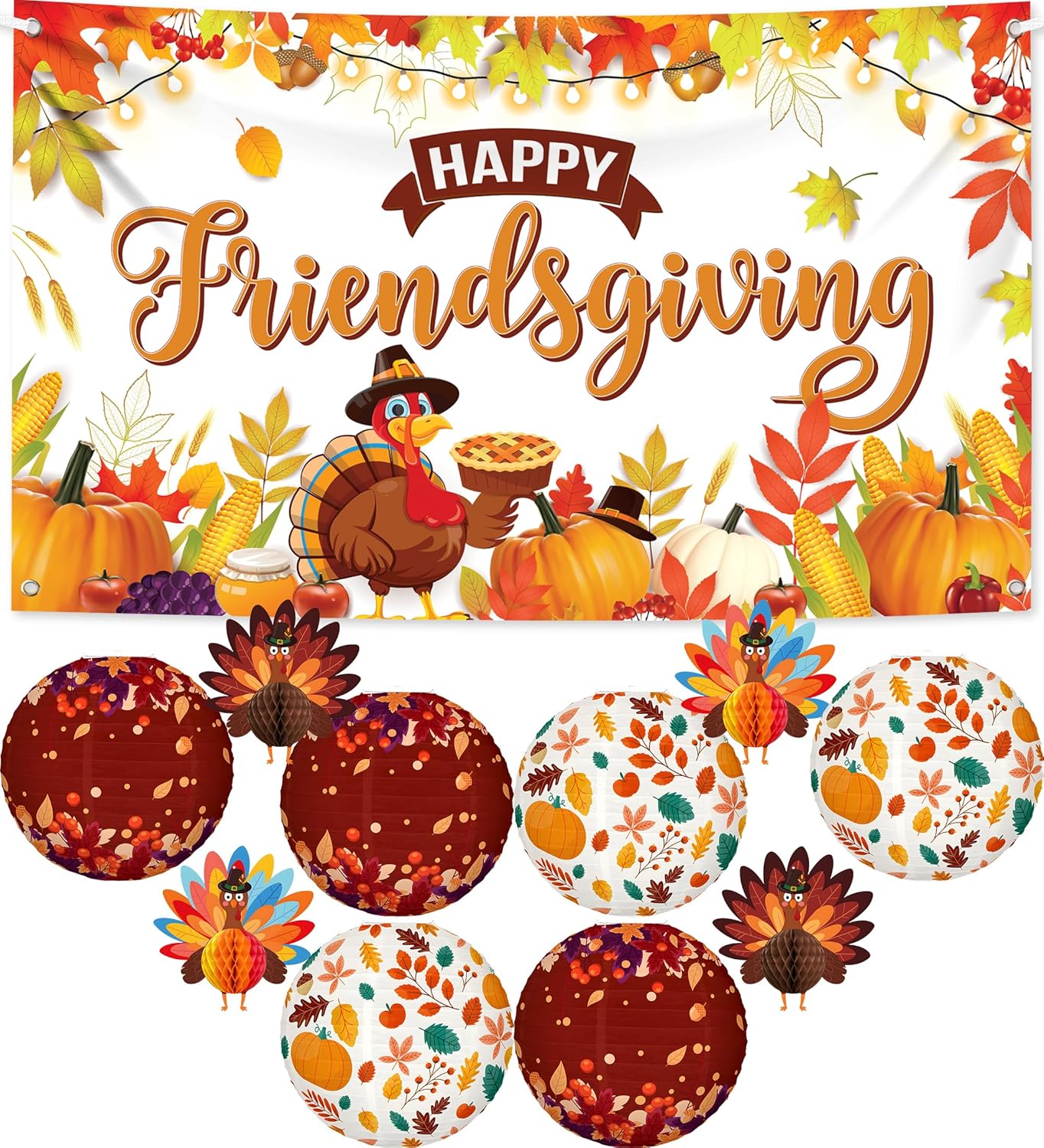 KatchOn, Happy Thanksgiving Banner & Hanging Decorations | Happy Thanks giving Backdrop for Indoor, Harvest, Friendsgiving Party Decorations