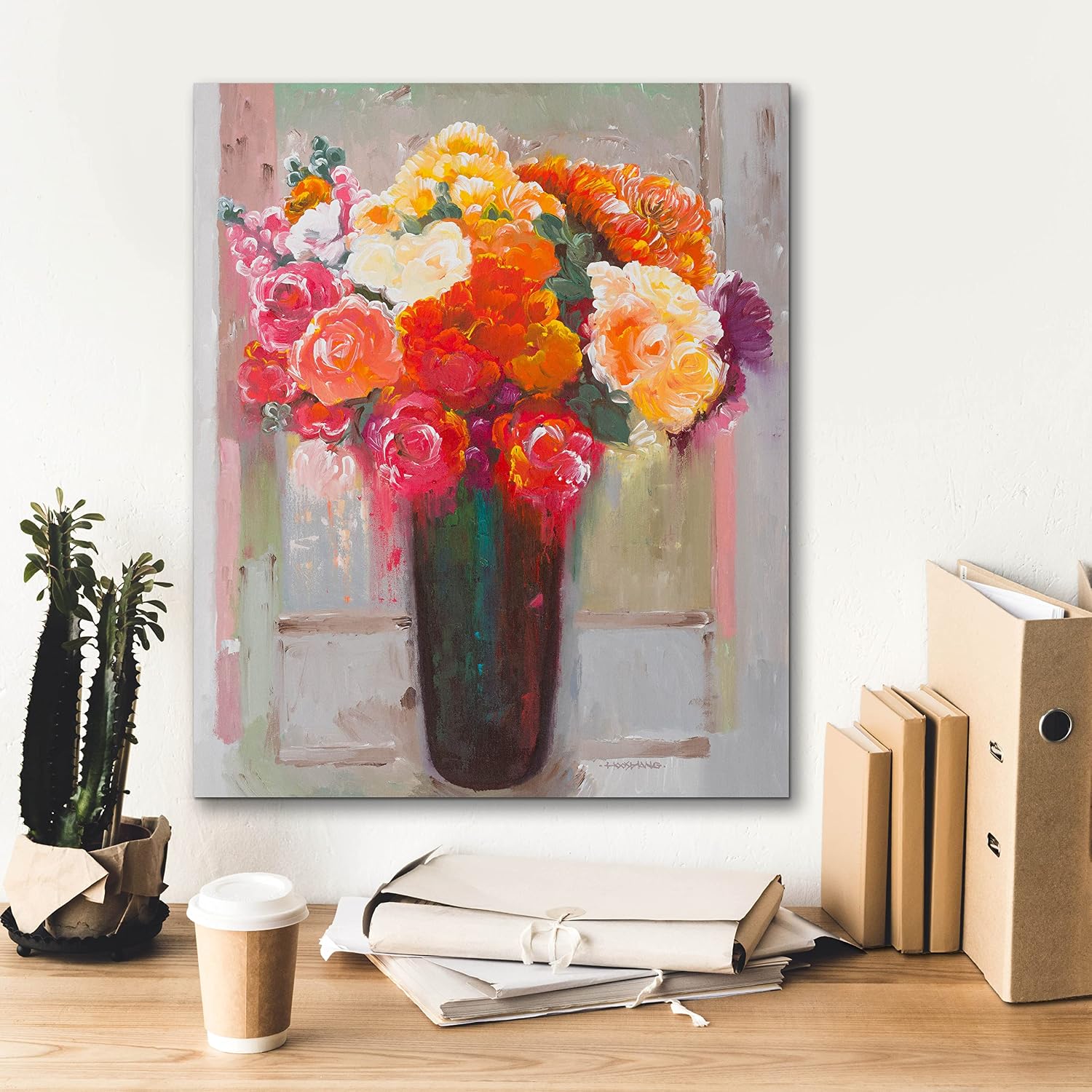 Epic Graffiti 'Flowers at The Window' by Hooshang Khorasani, Canvas Wall Art, 20"x24"