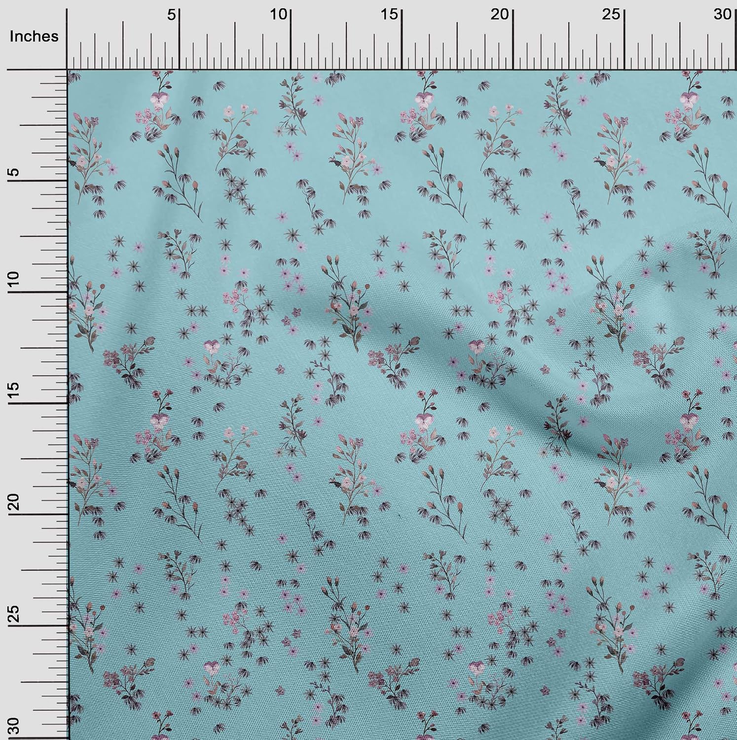 oneOone Viscose Chiffon Sky Blue Fabric Leaves & Floral Artistic Dress Material Fabric Print Fabric by The Yard 42 Inch Wide