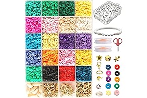 6000Pcs Polymer Clay Heishi Beads with Extra Letter Beads for Jewelry Making Kit