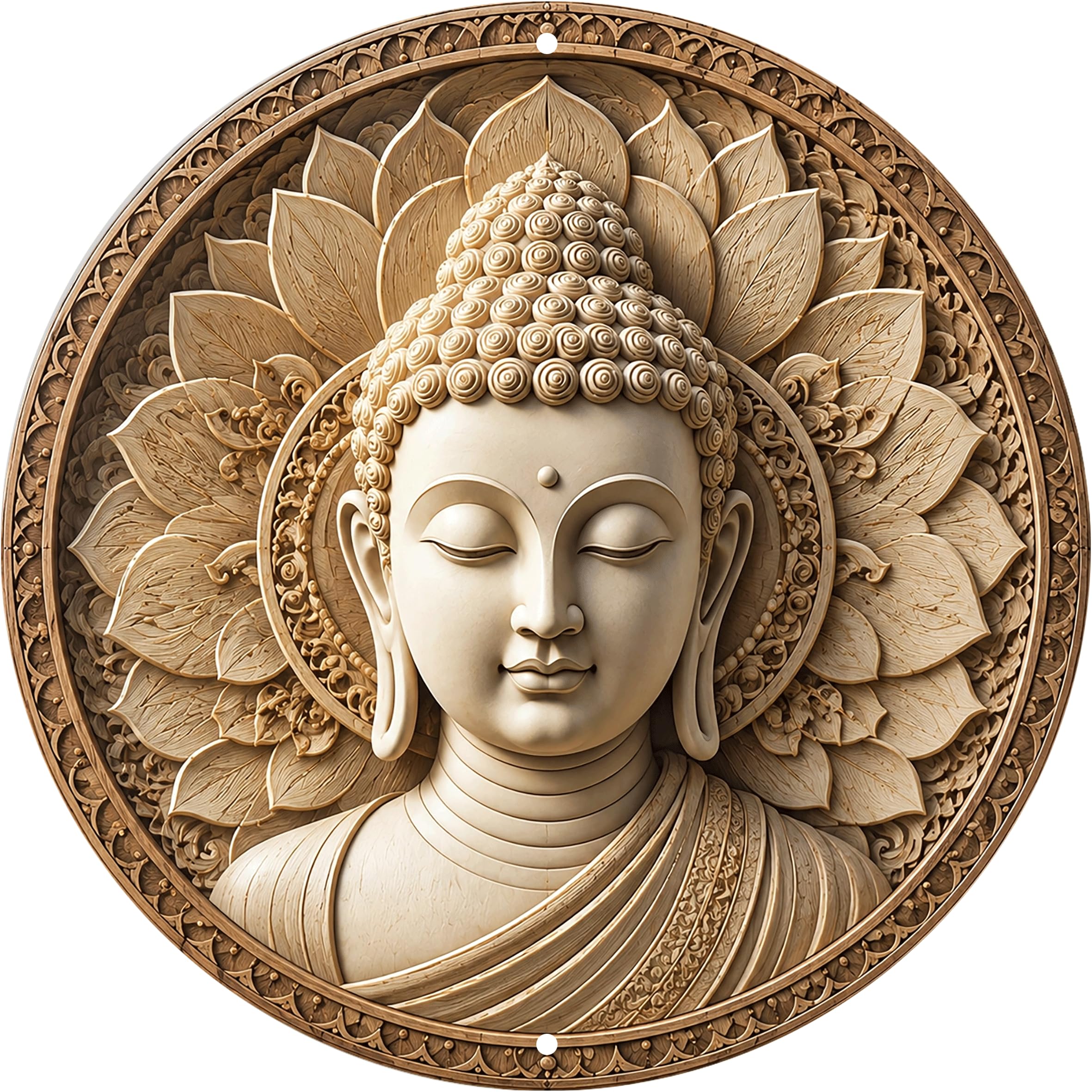 Aimlayton Peace And Calm Metal Sign 8x8in Round Serenity Plaque for Bedroom Office Wall Decor Meditation Gift