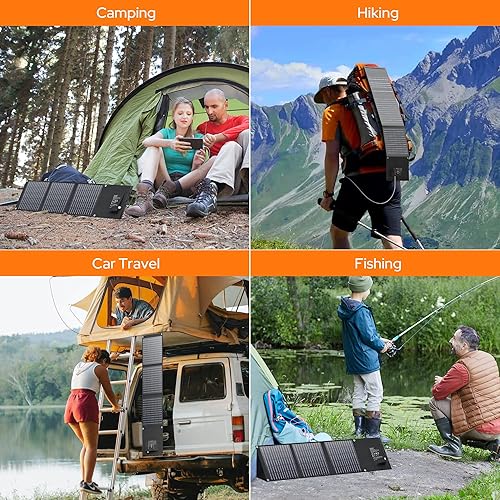 Miniatura 7 de Cargador solar de 30 W, panel solar USB para campamento, senderismo y actividades al aire libre, compacto y ligero, IPX4 impermeable, carga