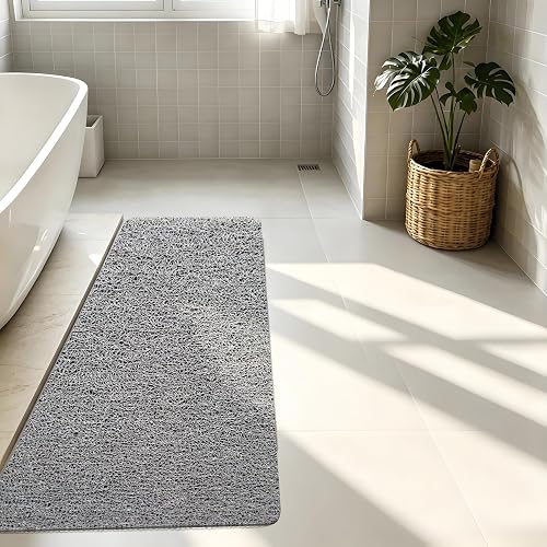 Non-Slip PVC Loofah Bath Mat, 19.6"x47"Inch Shower Mat with Efficient