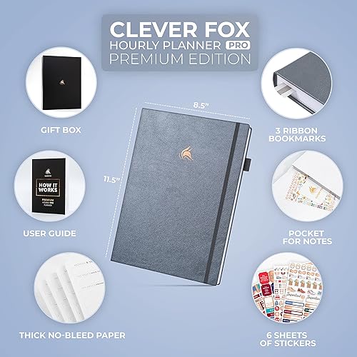 Miniatura 2 de Clever Fox Planificador por horas PRO Premium  Agenda sin fecha con ranuras de tiempo diario  Cuaderno organizador personal para gestión del tiempo