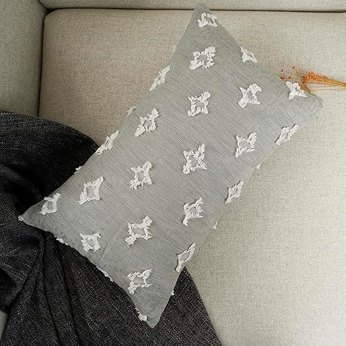 Miniatura 4 de YOUR SMILE Juego de 2 fundas de almohada decorativas de jacquard rómbico, funda de cojín cuadrada suave para sofá, cama, dormitorio, sala de estar