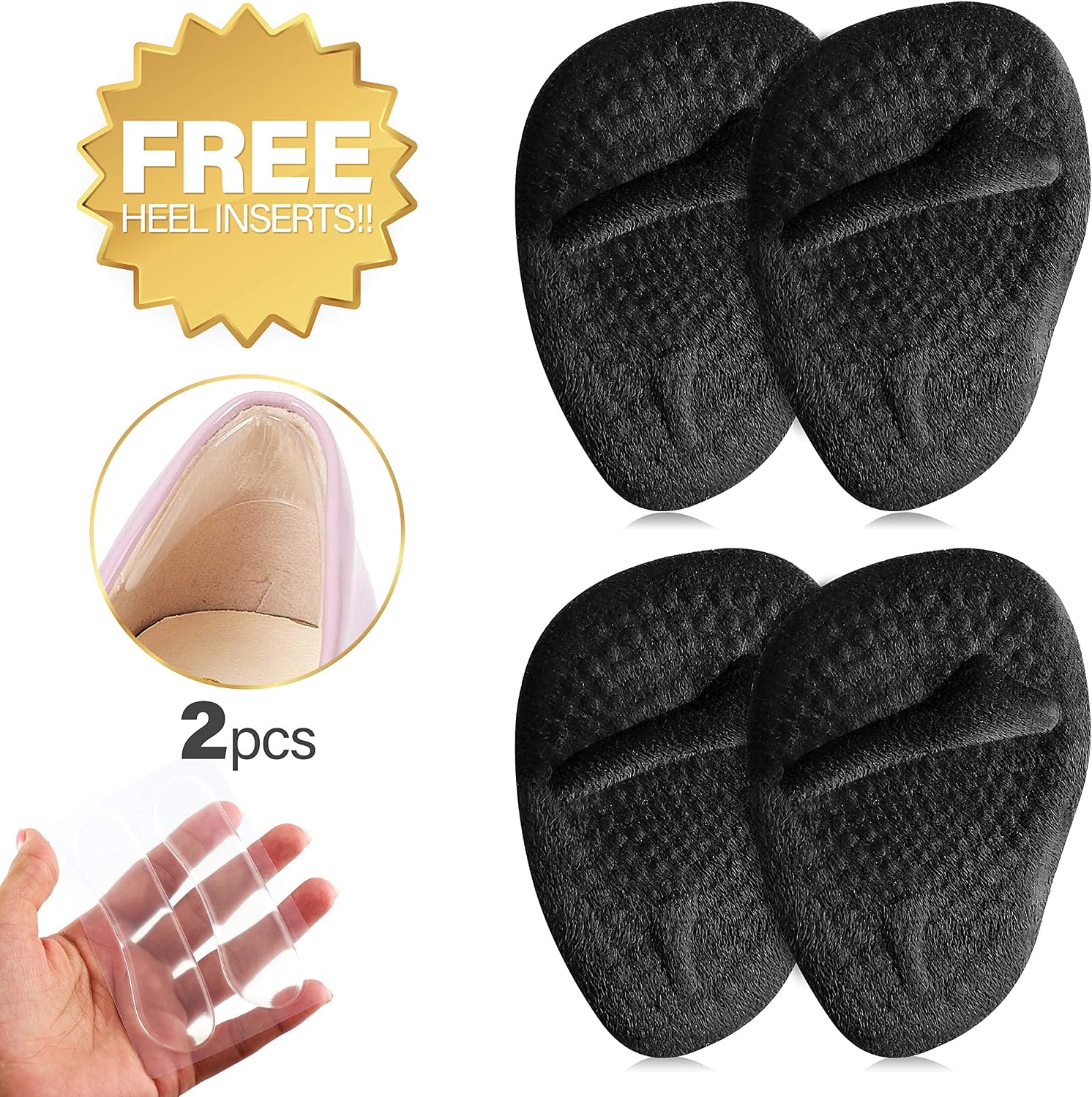 Metatarsal Pads for Women & Men - Ball of Foot Cushions for Pain Relief - Comfortable, Nonslip, Reusable, Light and Great for High Heels
