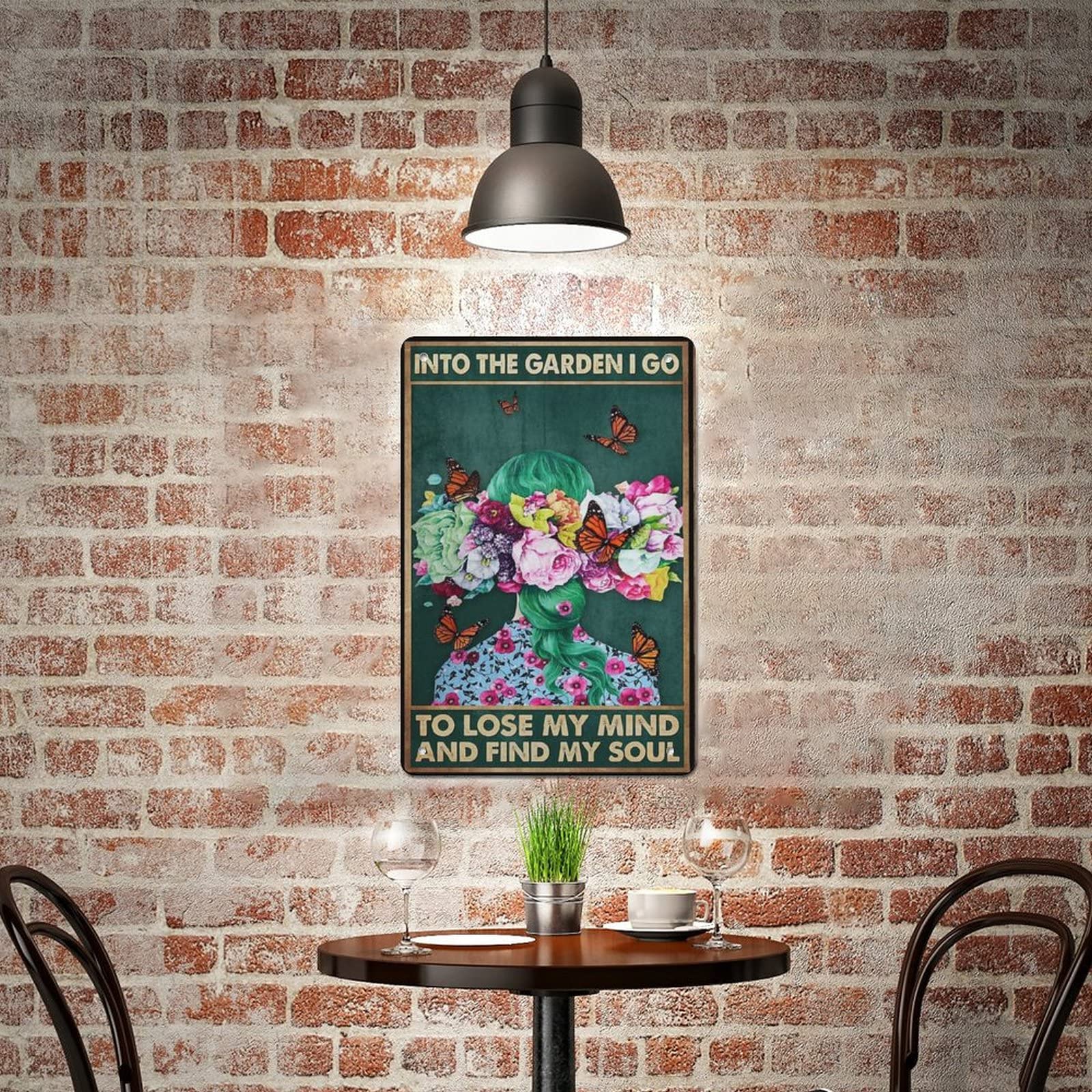 Metallschild Vintage – „And Into The Garden I Go“ – 20,3x30,5 Cm, Alu, Wasserdicht