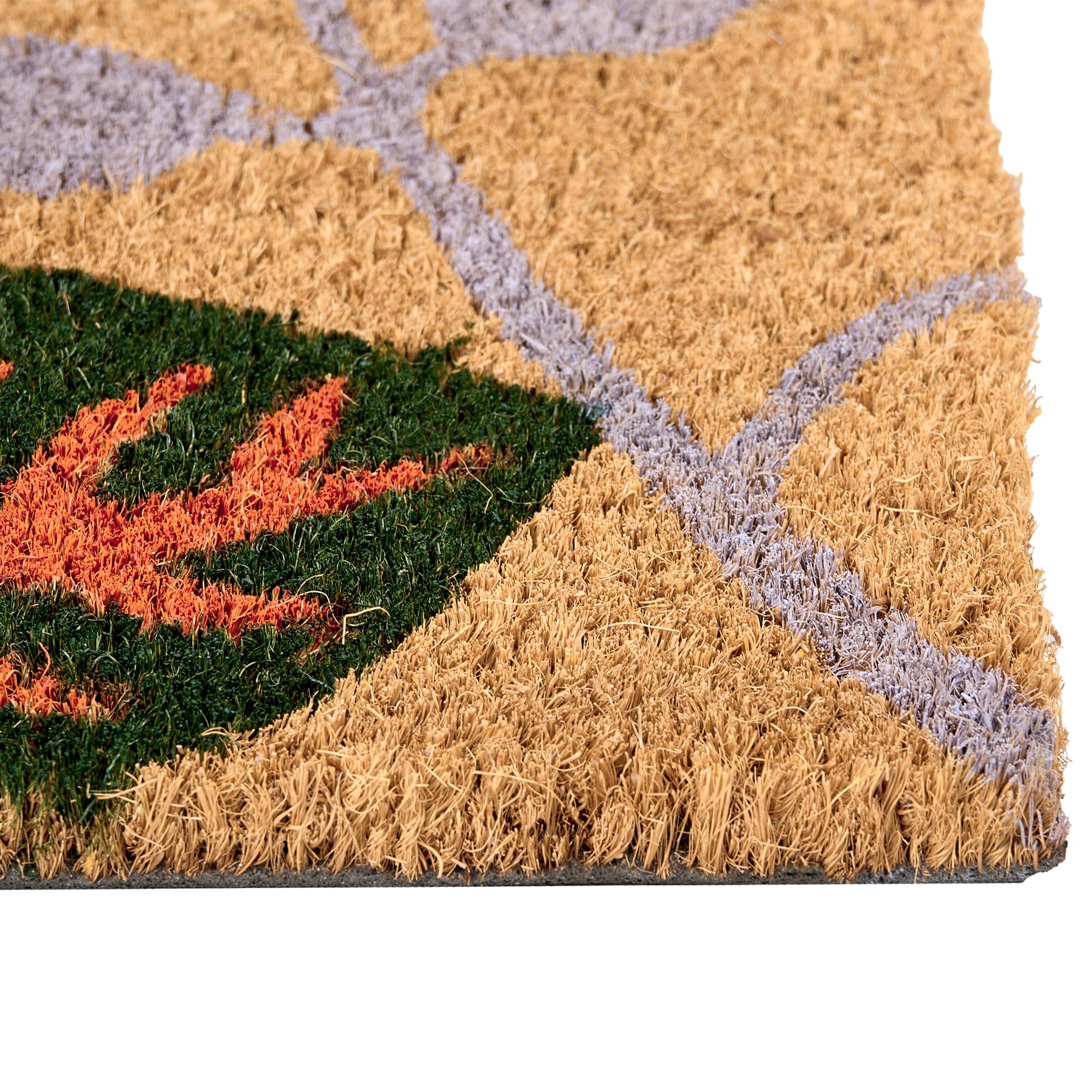 Beliani Paillasson en Fibre de Coco 60 x 90 cm Antidérapant Dessous en PVC Motif Feuilles Multicolore Dagatan