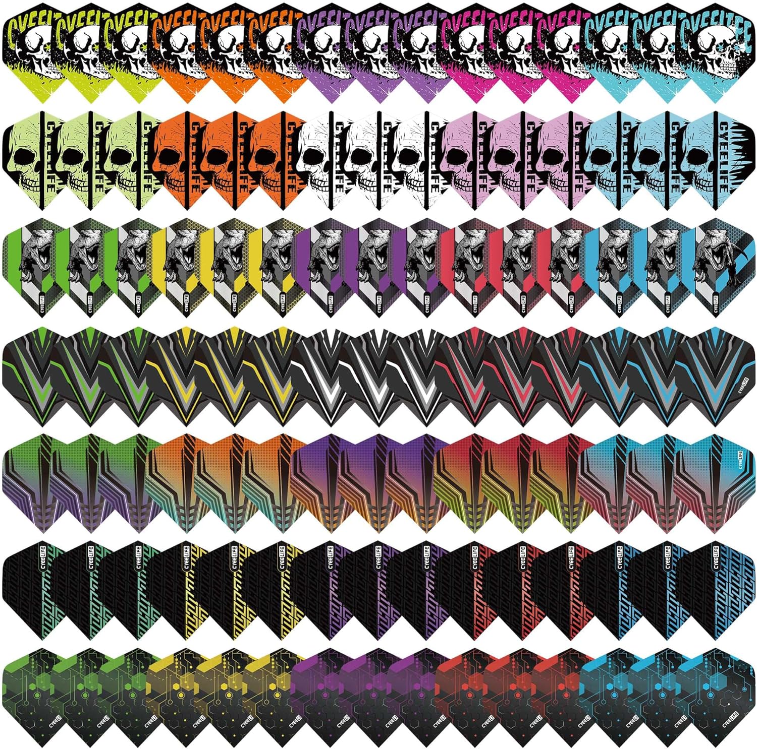 CyeeLife Standard Dart Flights 30 Sets 90 Pcs Durable PET Replacement Feather Tail Wing for Steel Tip and Soft Tip Darts - Perfect Accessories Equipment Supplies for Dart Games
