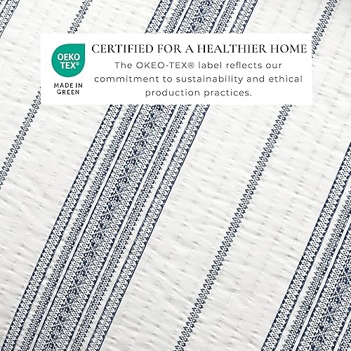 Miniatura 8 de Great Bay Home Juego de ropa de cama reversible tamaño individual, cubrecama moderno y ligero para todas las estaciones, colcha a rayas rojas