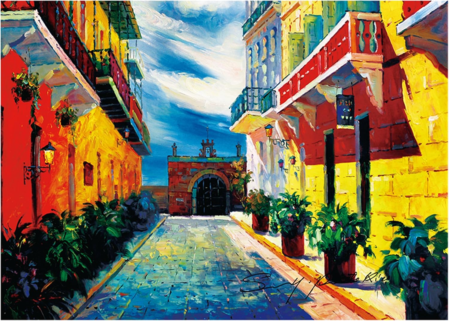 36"x48", Canvas Print, of Oil Painting, Puerto Rico,Old San