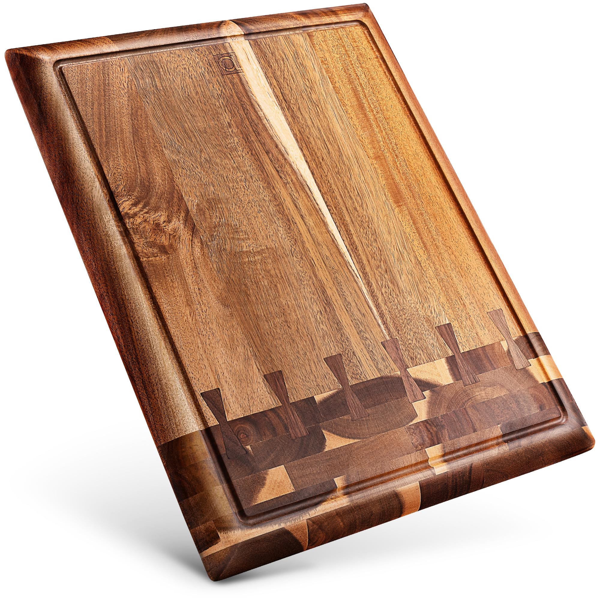 Collage Tabla de Cortar Madera de Acacia para Cocina y Hogar - Tabla de Cortar grande de Bloque de Carnicero, Madera Sostenible, Ranura para Jugos