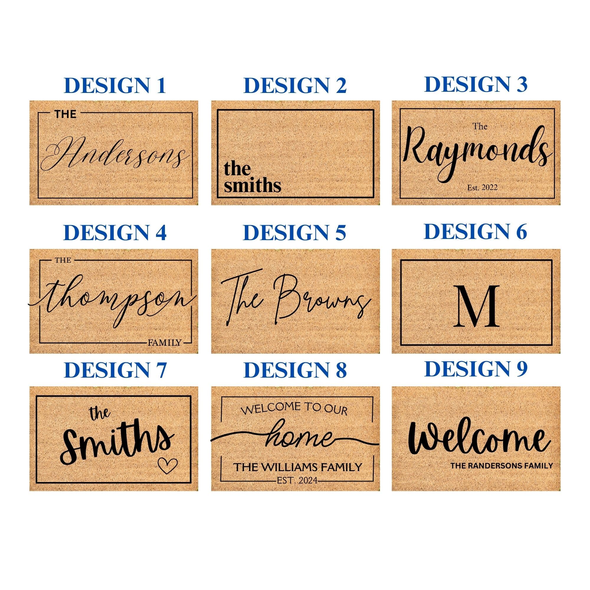 Personalized Welcome Doormat with Family Name - 9 Custom Designs | Housewarming Gift | Indoor Outdoor Entrance Mat with Anti-Slip Backing | Customized Door Mat for Home Decor