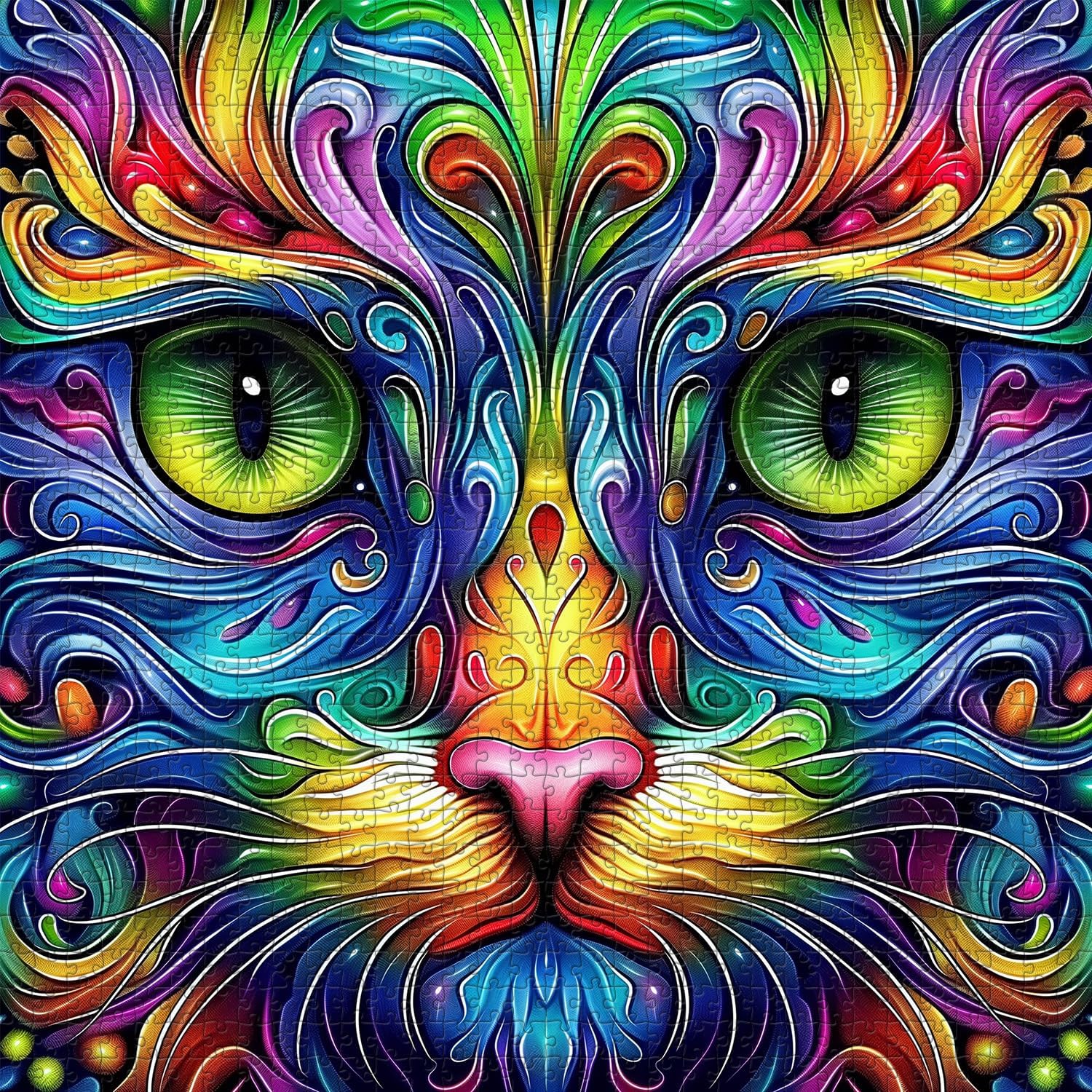 Cat Puzzles for Adults 1000 Pieces, Fantasy Animal Kitten Abstract Art Puzzle, Colorful Funny Cat Puzzle Kitty, Impossible Hard Challenge Jigsaw Puzzle for Adults image 2