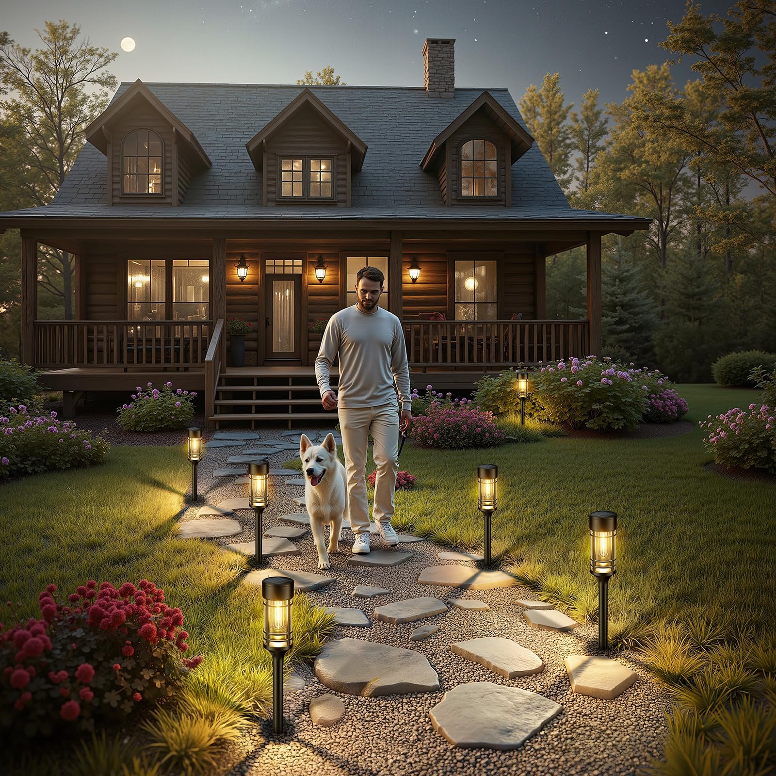 BUCASA Solarlampen für Außen Garten, 6 Stück Solarleuchten IP65 Wasserdicht Warmweiß
