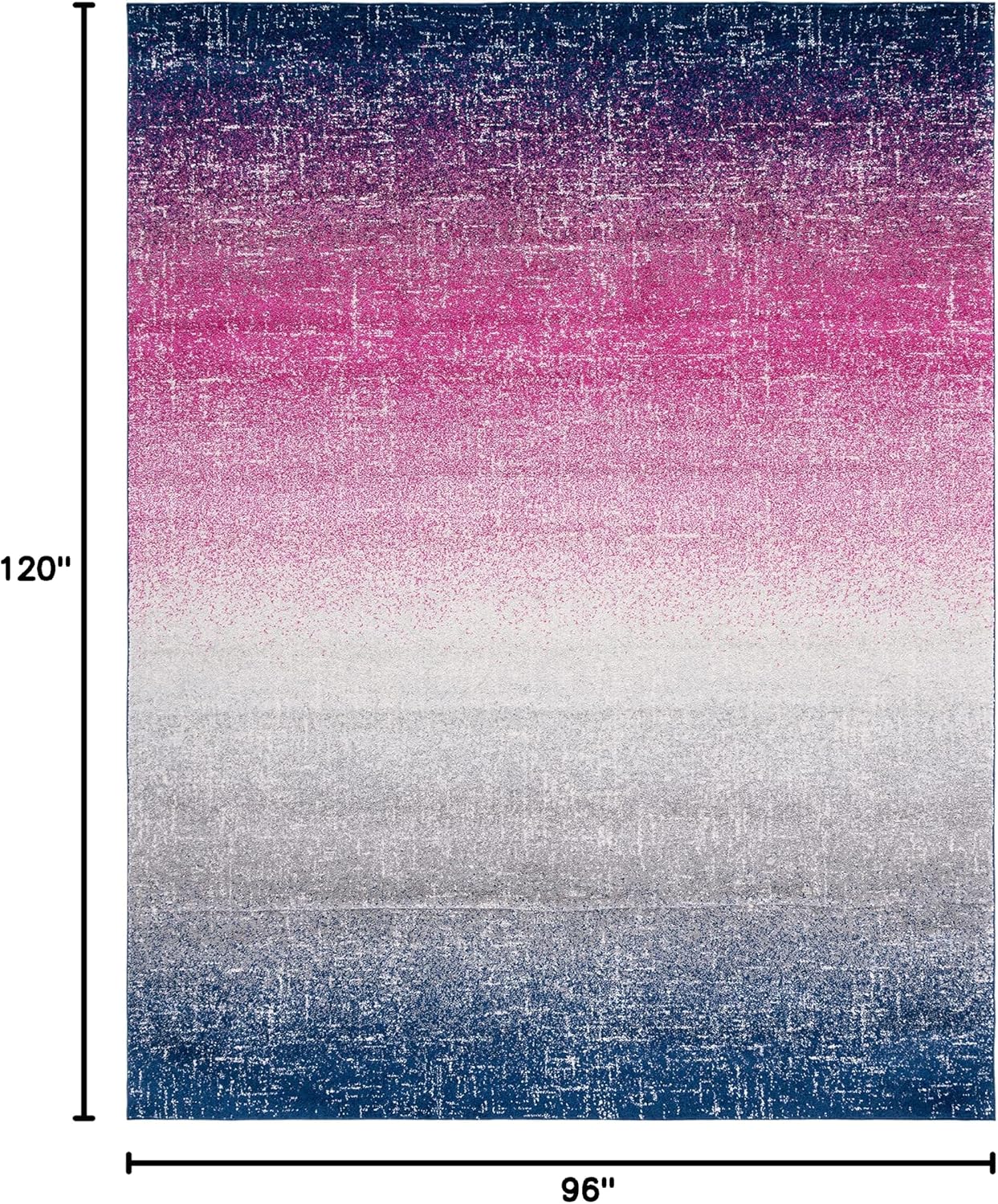 SAFAVIEH Area Rug 8x10 - Madison Collection - Large - Fuchsia & Navy, Boho Chic Stripe Design, Non-Shedding & Easy Cleaning, Ideal for Living Room, Bedroom, Office, Dining Space (MAD601M)