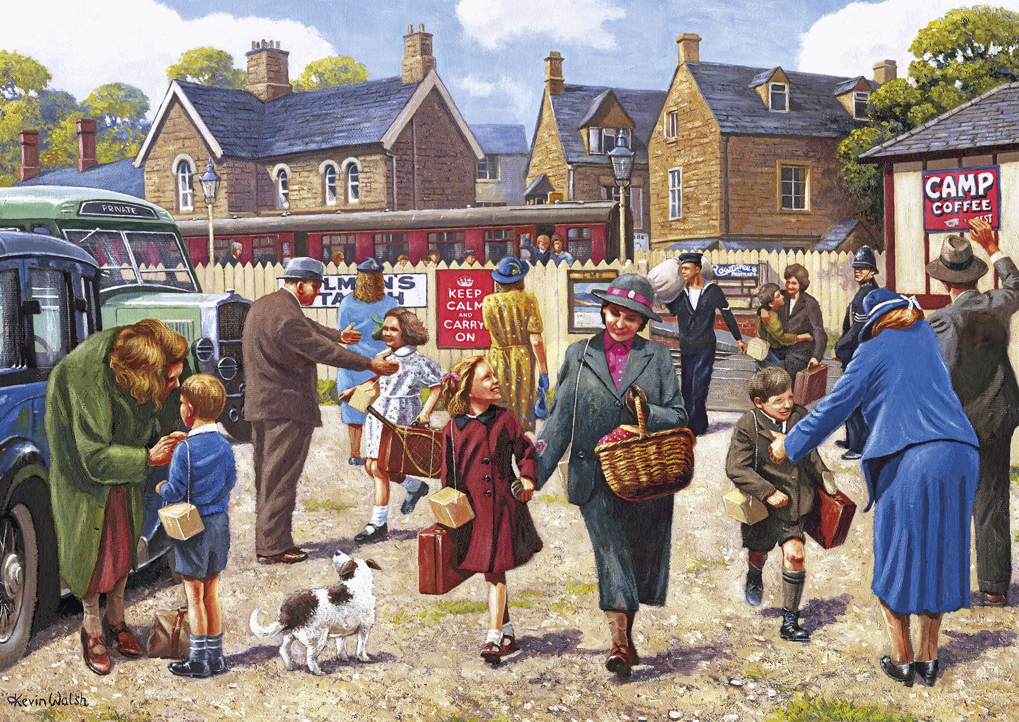 Gibsons The Evacuees - Rompecabezas de 4 x 500 Piezas | Juego de Cajas múltiples | Rompecabezas Tradicional sostenible nostálgico británico para Adultos y Adolescentes | Tablero 100% Reciclado de