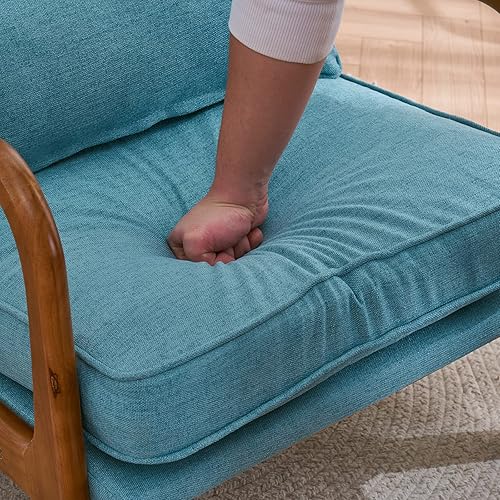 Miniatura 54 de Bonnlo Juego de 2 sillas decorativas de color beige fino, tapizadas de mediados de siglo, modernas sillas de lectura, sillas de lectura laterales,