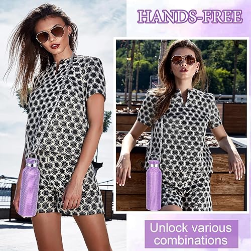 Miniatura 6 de Rtteri Botella de agua con diamantes de imitación de acero inoxidable con brillantina, vaso aislado de diamantes de imitación con cadena, tapa y