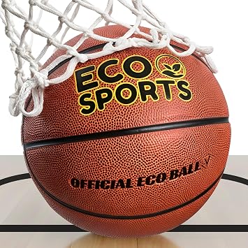 Eco Sports Basketball Premium TPU Non-Toxic BPA Free, Superior Grip & Air Retention, Indoor Outdoor, Size 5 6 & 7, Eco-Friendly Vegan Basketball for Leagues, Schools, Coaches & Camps