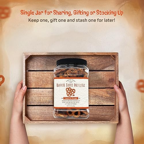 Miniatura 6 de Everton Toasted Pecan Butter Toffee Pretzels: trozos y sabores de nuez, hechos en pequeños lotes para ese rico tarro gourmet de 15 oz de lote
