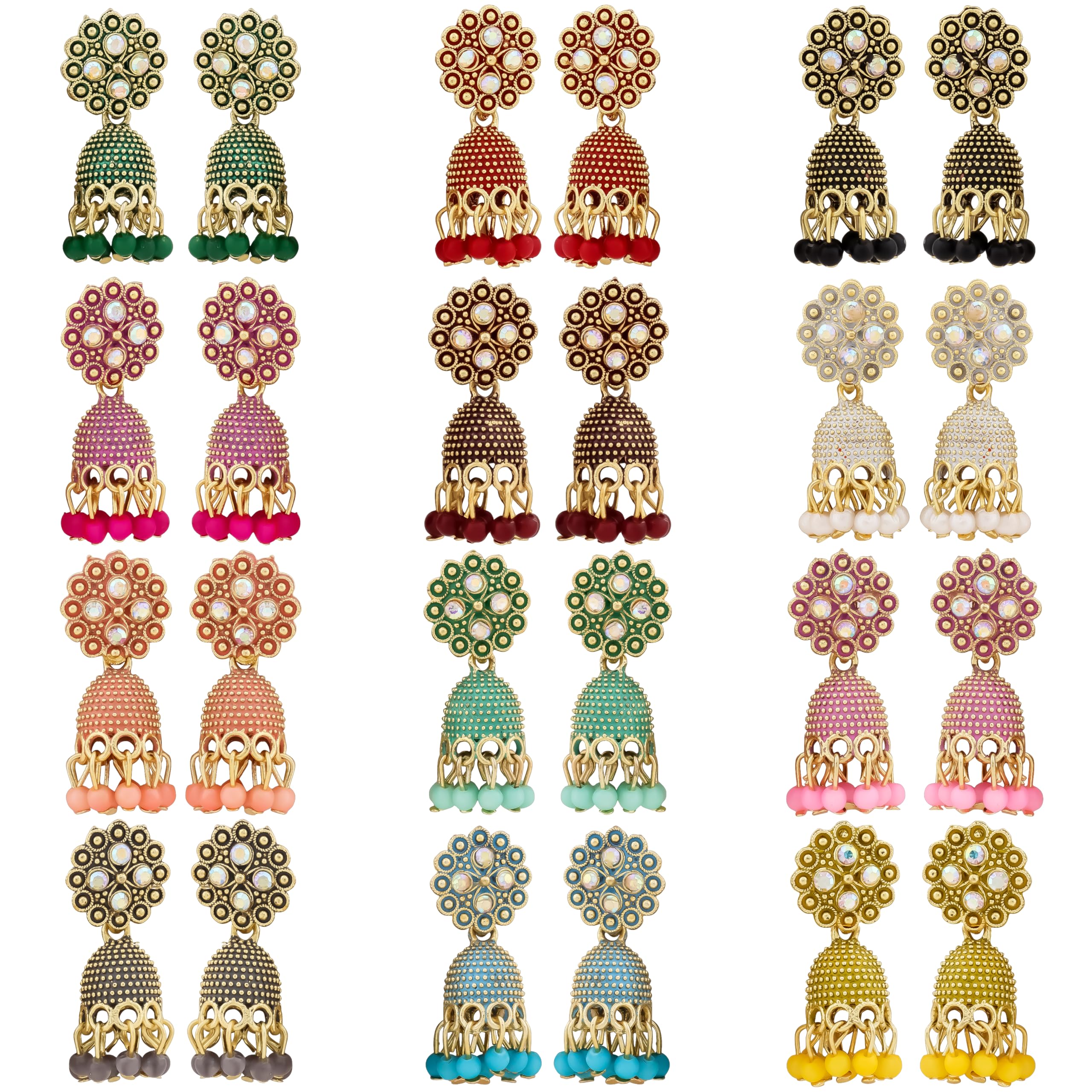 earings jhumka for women earrings for girls jhumka combo Cubic Zirconia, Diamond Alloy Jhumki Earring-image-2
