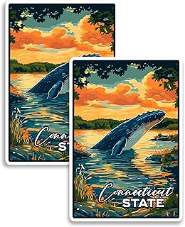 Connecticut State Magnet 4 Inch 2-Pack Collectible Map Constitution – Strong Vinyl Decorative Travel Magnets for Fridge Locker Kitchen Office – Cute Fun Aesthetic Cool Durable & Long-Lasting ID44999