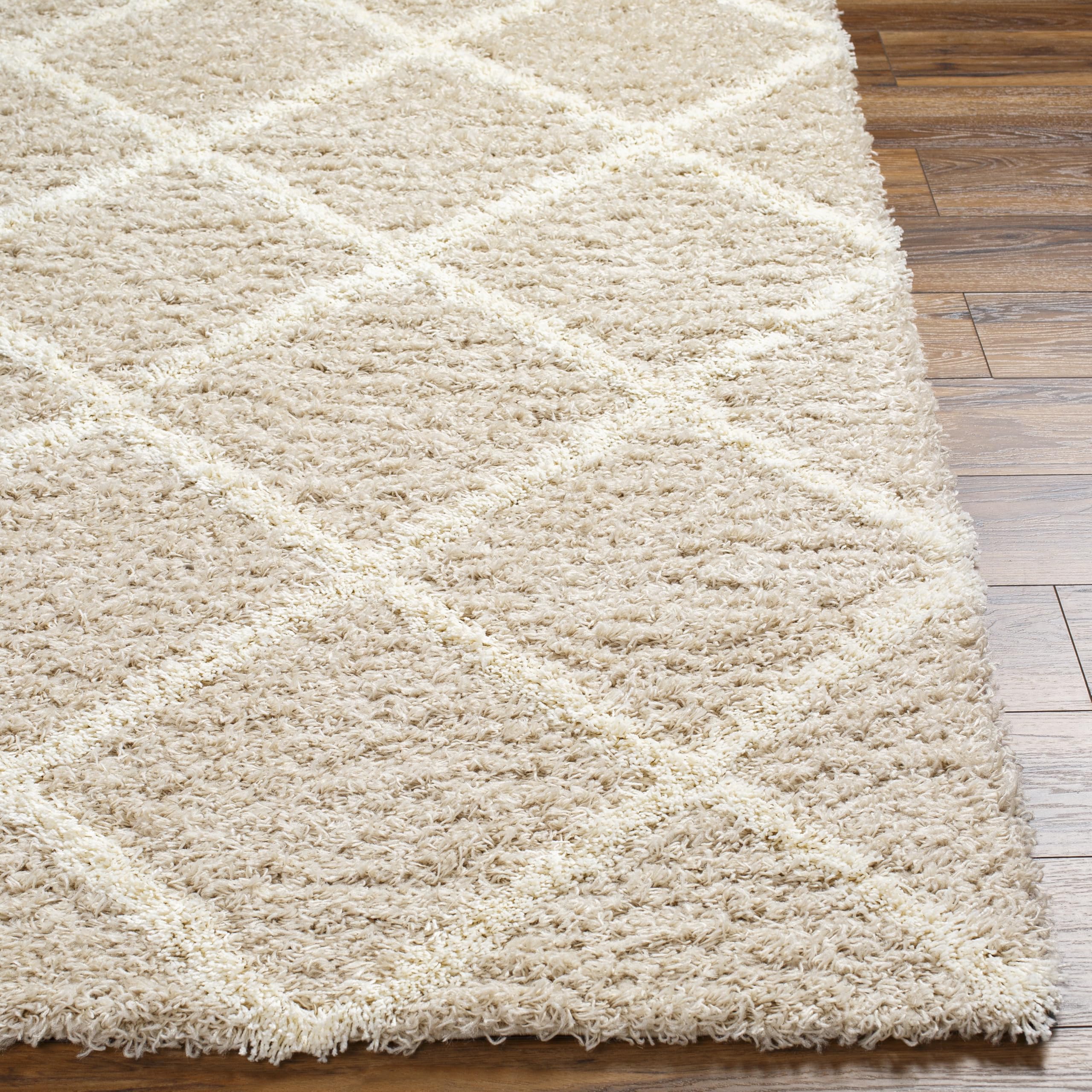 Livabliss Trakai Shaggy Berbere - Salon, Salle à Manger, Chambre Adulte et Ado, Cuisine - Poil Long Moelleux et Doux, Beige Motif Berbère, Carpette Chambre 160x220 cm - Beige Clair, Blanc
