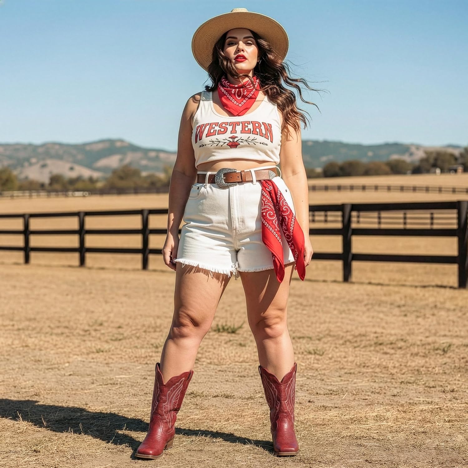 SheSole Extra Wide Calf Boots for Women - Classic Stitch Cowboy Boots with Hidden Stretch Panel & Removable Cushion - Comfortable Wider Shaft Western Boots for Fuller Figures
