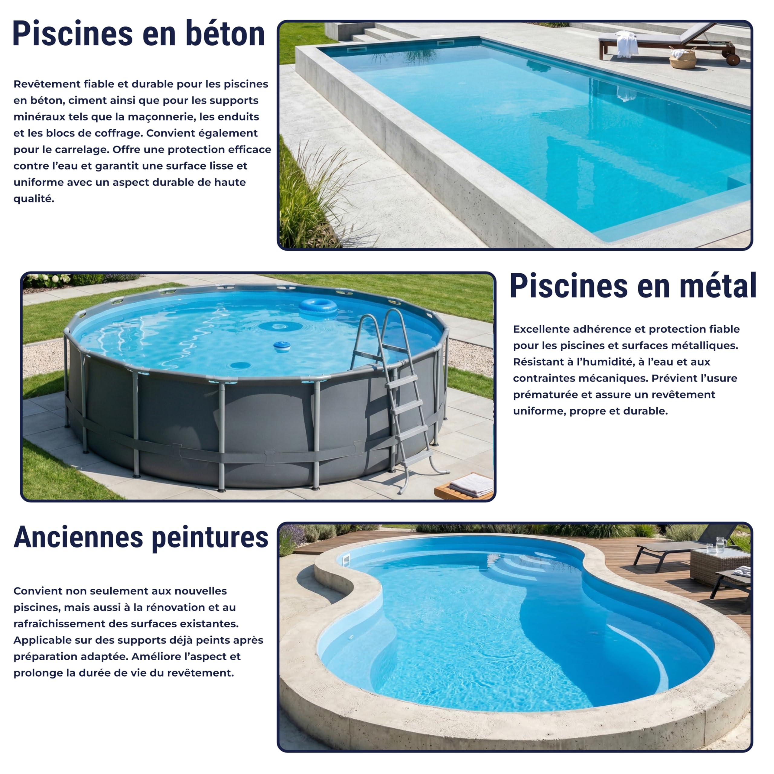 Peinture piscine-bassin béton ciment mosaïque - Gris anthracite RAL7016-2,5L
