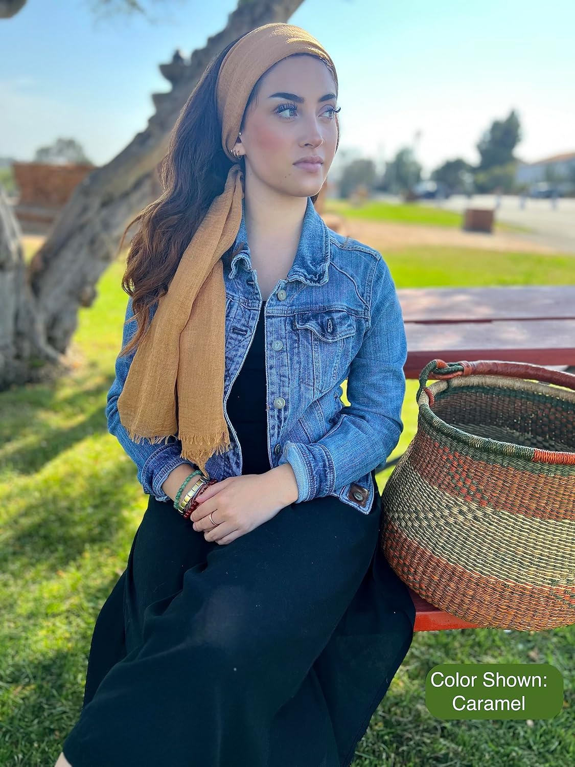 Humble Hilo Womens Woven Bohemian Style Gauze Scarf,Shawl, Head Wrap Fringed Edge Lightweight, Long Folds Small - Image 3