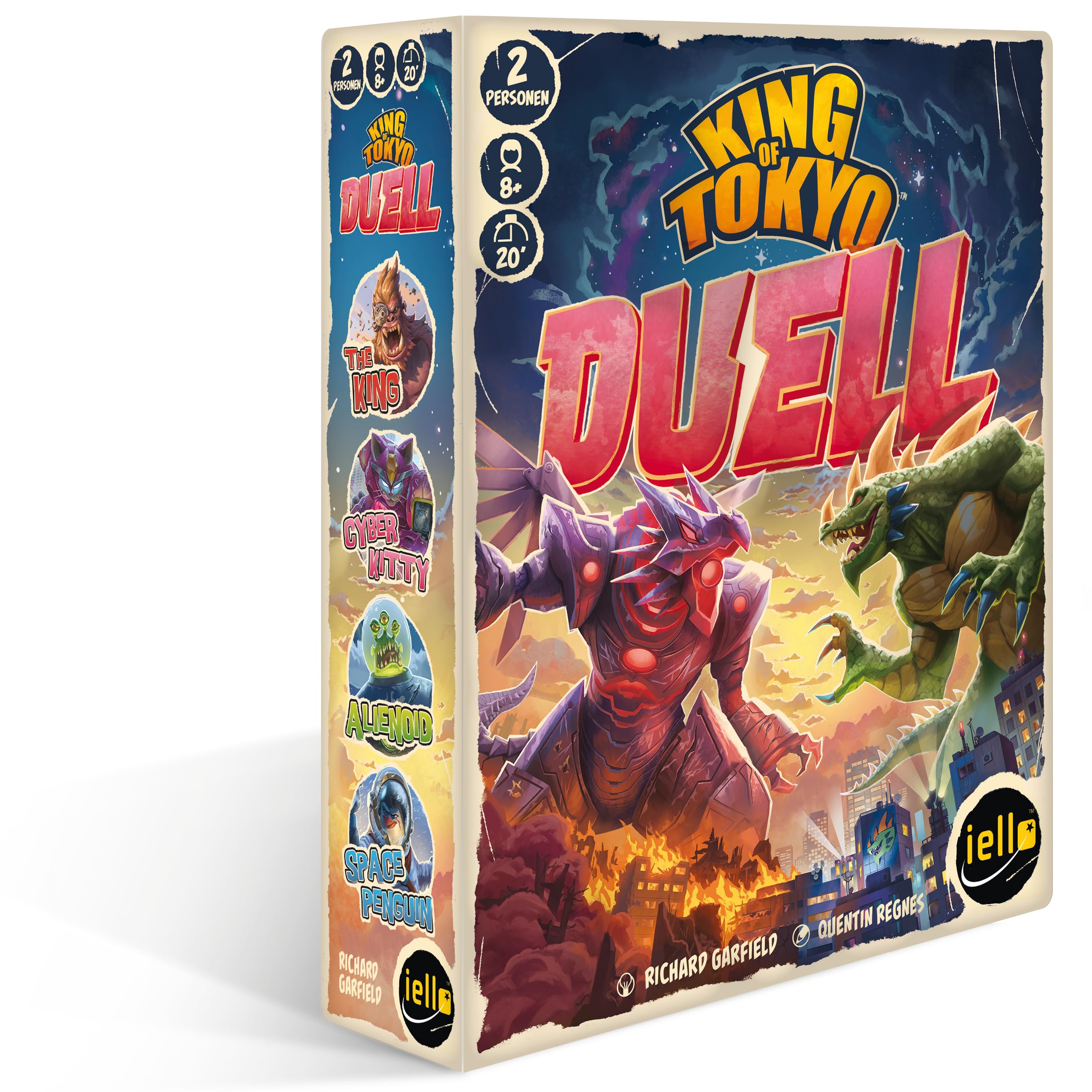 iello | King of Tokyo: pojedynek | gra rodzinna od 8 lat | strategiczna gra w kości dla 2 graczy | ekscytujące walki z potworami z wyjątkowymi supermocami | czas gry ok. 30 minut