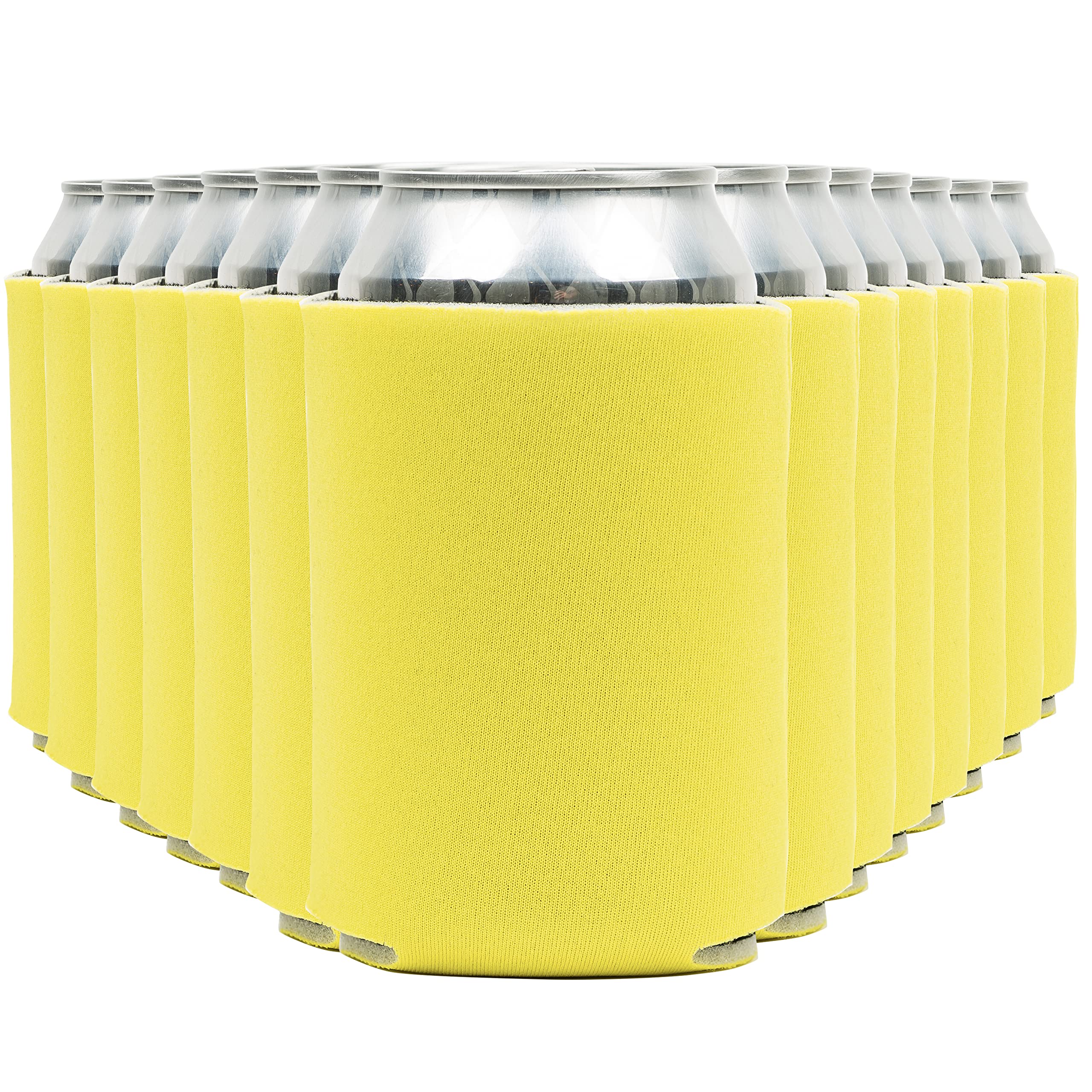 Blank Beer Can Cooler Sleeves (60-Pack) Soft Insulated Beer Can Coolies - HTV Friendly Blank Koolies in Bulk for Beer Cans &amp; Bottles - Coolie Blanks for Vinyl Projects &amp; Wedding Favors (Yellow)