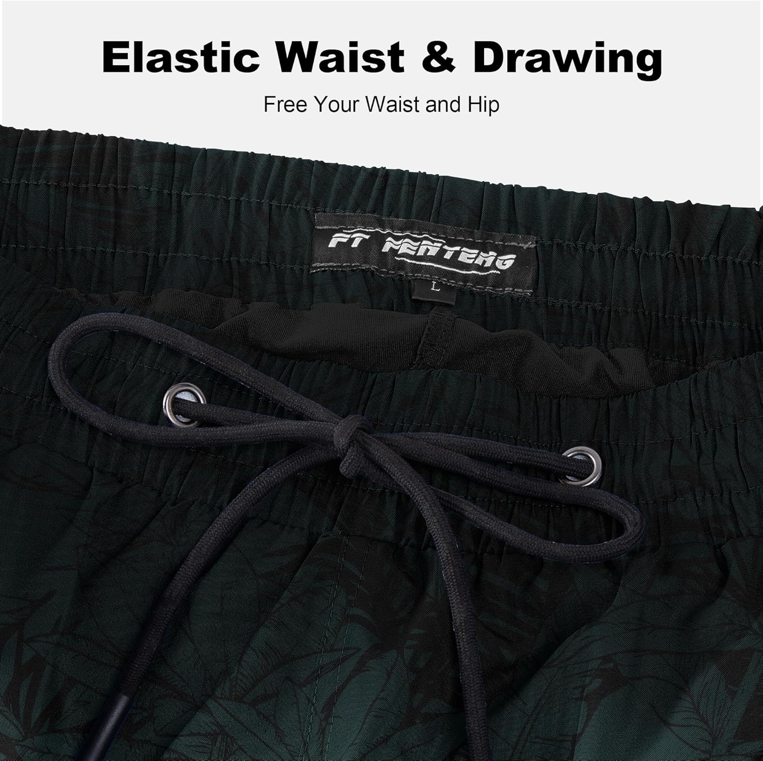 FT FENTENG Mens Swim Trunks with Compression Liner 9" Stretch Board Shorts 2 in 1 Quick Dry Swimwear Bathing Suits - Image 6