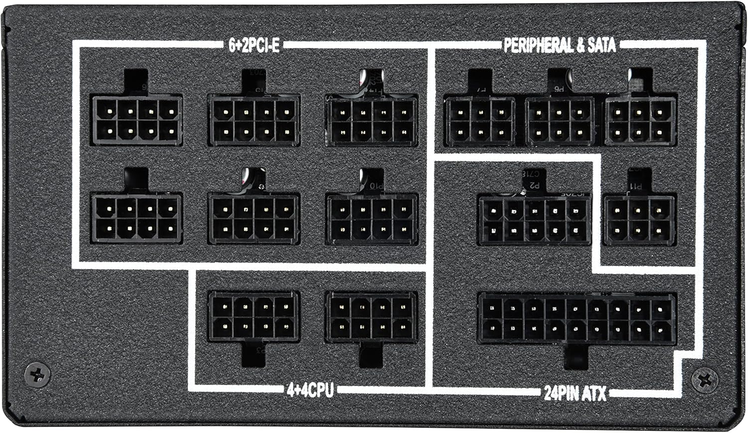Modular cable connection ports on the Enermax MaxTytan 750W Power Supply