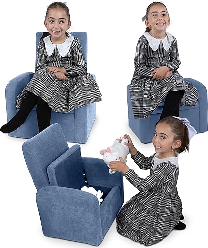 Miniatura 3 de Stash - Sofá para niños, tumbona para niños pequeños con almacenamiento, sillas plegables para niños o adultos de hasta 200 libras, mini otomano
