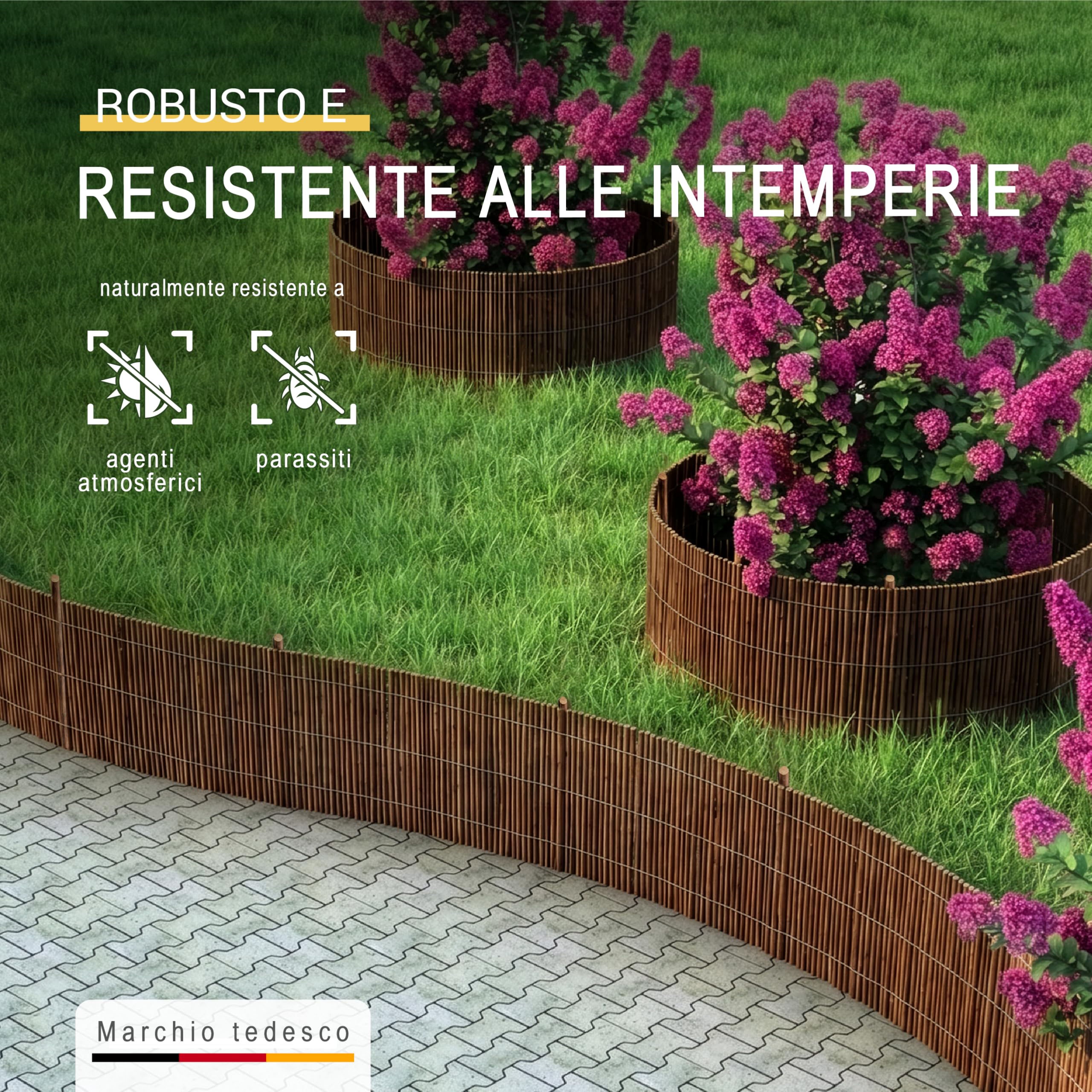Sol Royal Bordura Giardino in Salice 40 cm alto – Recinzione in Vimini Flessibile con 7 Picchetti e 14 Fascette – Bordatura del Prato, Pannelli per Recinzione Giardino Esterno 40x300 cm – WB79