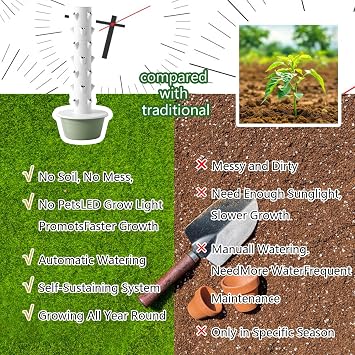Hydroponic Tower Hydroponics Growing System Kit Hydroponic Tower Garden Waterproof Design Soilless Cultivation Suitable for Indoor and Outdoor Soil-Free Planting,black-9-Layers