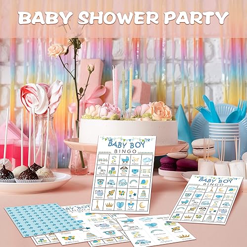 Miniatura 4 de Tarjetas de bingo de revelación de género, juego azul para baby shower para 24 jugadores, juegos de fiesta de revelación de género para actividades