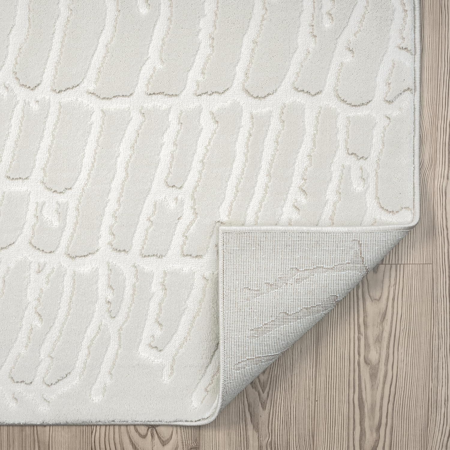 Abani Cream Area Rug for Living Room, Bedroom - Pebble Pattern - 8 x 10 - Durable & Easy to Clean